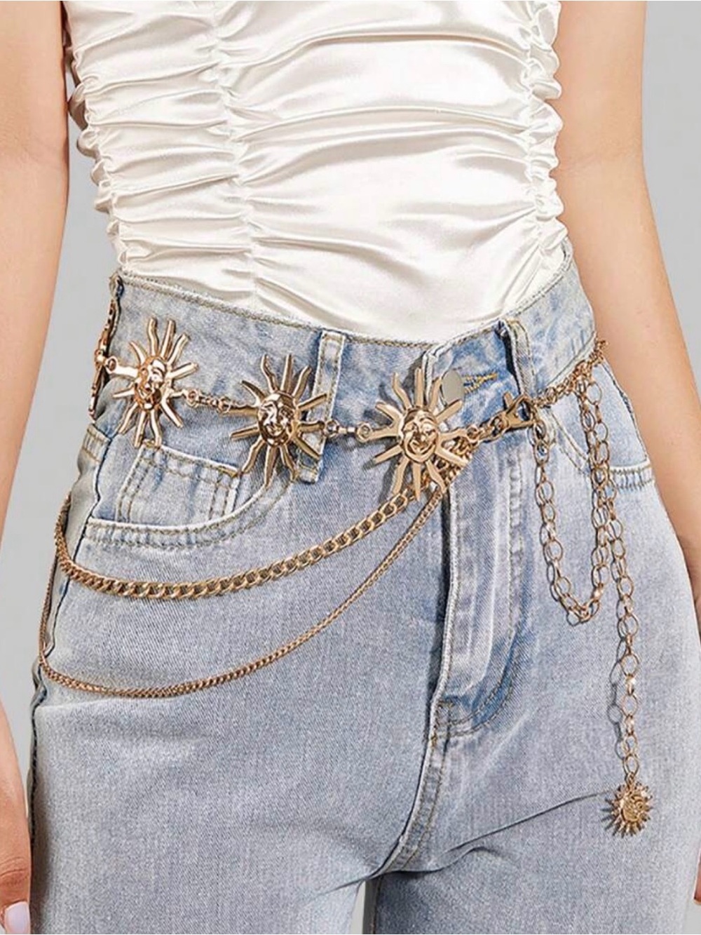 Gold Sunburst Chain Belt